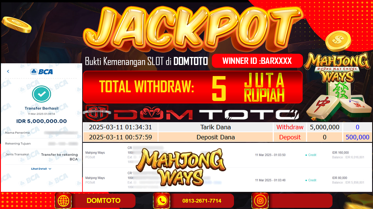 JACKPOT SLOT MAHJONG WAYS 11 MARET 2025